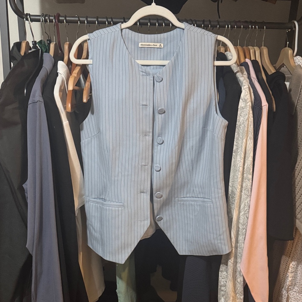 Abercrombie & Fitch Light Blue Pinstripe Vest